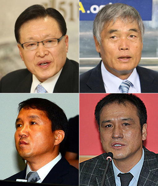 조중연-이회택-김주성-황보관(왼쪽 상단부터 시계방향으로). 사진｜스포츠동아DB·대한축구협회