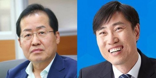 (왼쪽부터) 홍준표 자유한국당 대표, 하태경 바른정당 의원