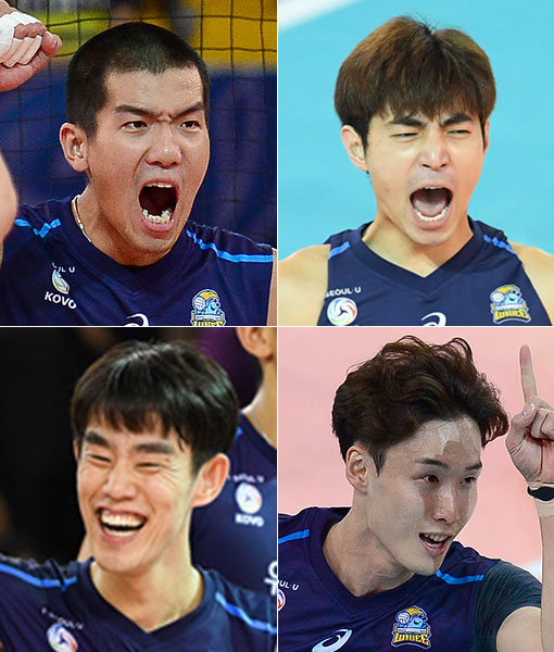 우리카드 김은섭-김시훈-최홍석-신으뜸(왼쪽 상단부터 시계방향으로). 사진｜스포츠동아DB·KOVO