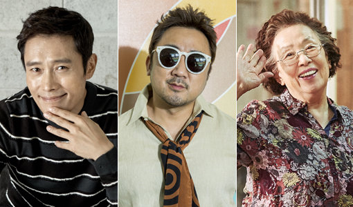 배우 이병헌(왼쪽부터)-마동석-나문희.사진제공｜BH엔터테인먼트·호두앤유엔터테인먼트·명필름