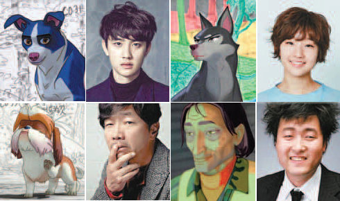 (위 왼쪽부터) ‘뭉치’ 도경수, ‘밤이’ 박소담, ‘짱아’ 박철민, ‘사냥꾼’ 이준혁. 사진제공｜오돌또기