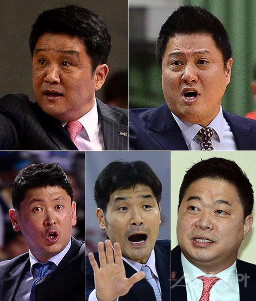 남자프로농구 2017∼2018 시즌 개막이 3일 앞으로 다가왔다. 지난 시즌에 비해 전력을 강화한 팀이 적지 않아 더욱 치열한 경쟁이 예상된다. 전자랜드 유도훈 감독, SK 문경은 감독, LG 현주엽 감독, kt 조동현 감독, KCC 추승균 감독.(왼쪽 상단부터 시계방향으로) 스포츠동아DB