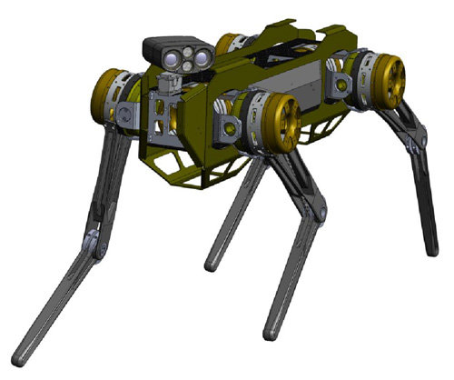 사족보행 로봇인 ‘치타로봇’. 최대 10kg짜리 짐을 싣고 계단 등 공간적 제약에 구애받지 않고 이동할 수 있다.