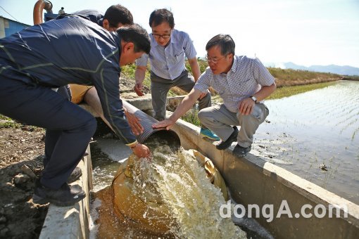 보성 덕산배수장을 방문한 정승 농어촌공사 사장.