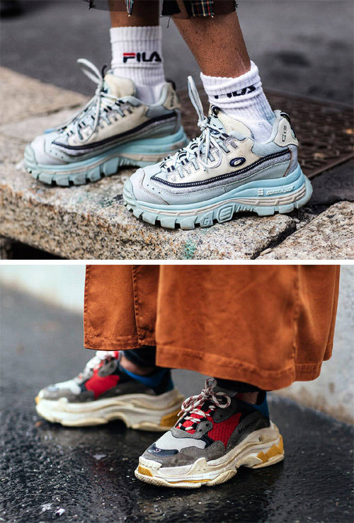 스케처스의 고든 잭 G1 스니커즈(위쪽)와 발렌시아가의 트리플S 스니커즈. 하이스노바이어티 홈페이지 캡처