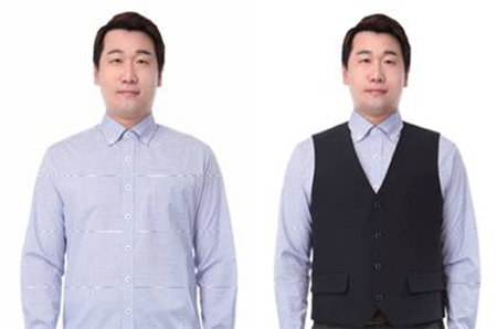 서울시내 택시 운전사 기본 승무복(왼쪽)과 겨울철용 조끼를 덧입은 모습. 서울시 제공
