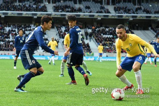 일본과의 친선경기 당시 아우구스투(오른쪽). 사진=게티이미지코리아