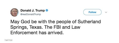 사진=트럼프 대통령이 캘리포니아 총기 참사(14일) 당시 올린 글