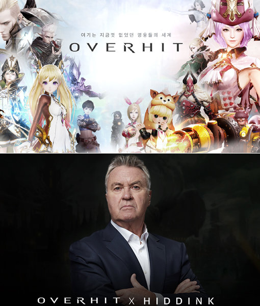올해 모바일게임 시장서 연이어 히트작을 내놓고 있는 넥슨이 또 다른 기대작 ‘오버히트’를 28일 출시하며 3연 타석 홈런에 도전한다. 오버히트의 대표이미지(위쪽)와 홍보모델로 발탁된 축구감독 거스 히딩크. 사진제공｜넥슨
