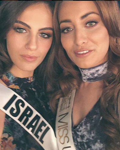 미스 이라크 사라 이단(오른쪽)이 미스 이스라엘 아다르 간델스만과 함께 찍어 인스타그램에 올린 셀카 사진. 사라 이단 인스타그램 캡처