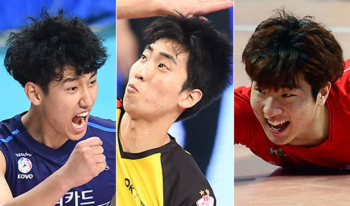 우리카드 한성정-OK저축은행 차지환-한국전력 이호건(왼쪽부터). 사진｜스포츠동아DB·KOVO