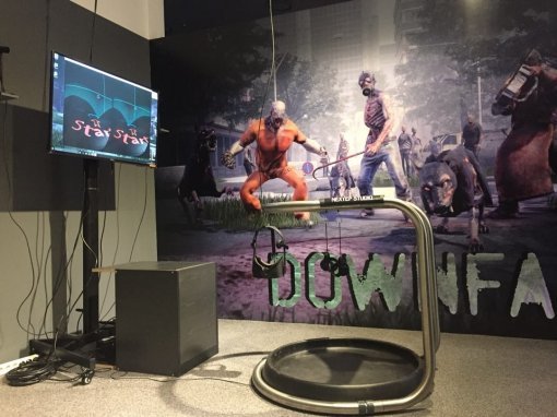 < 판타 VR에 입점한 넥스텝스튜디오의 VR 슈팅게임 '다운 폴', 출처: 경기문화창조허브 >