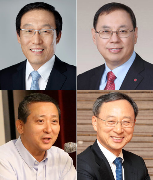 김기남 삼성전자 사장, 조성진 LG전자 부회장, 황창규 KT그룹 회장, 권영수 LG유플러스 부회장(왼쪽 상단부터 시계 방향으로).