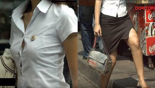 놀랍게도 아시아에서 여학생들이 가장 섹시한 교복을 입는 나라는 태국으로 조사됐다. 태국 대학생들의 교복은 타이트한 셔츠와 미니스커트로 구성되어 있다. 사진출처｜DORI TORI 유튜브 화면 캡처