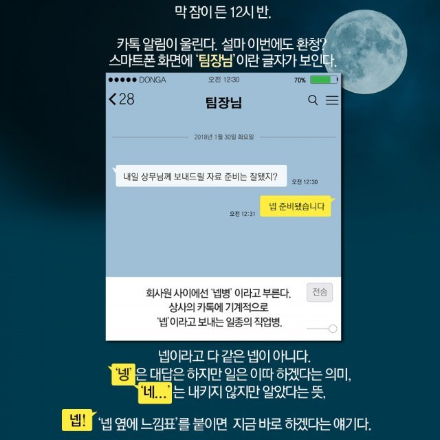 카드뉴스]새벽에도 밤에도 하루 300개…카톡 퇴근은 언제?｜동아일보