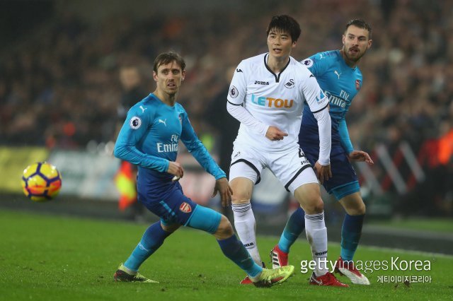 스완지시티 기성용은 1월 31일(한국시간) EPL 안방 25라운드를 통해 EPL 통산 154번째 출전기록을 썼다. 만약 1경기만 더 추가하면 역대 한국선수 EPL 최다출전을 기록한다. 사진=게티이미지코리아