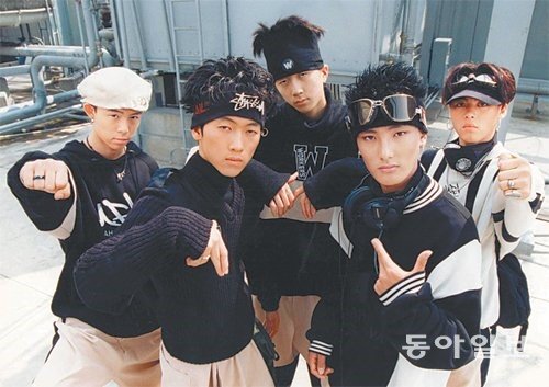 MBC 무한도전 ‘토토가3’ 특집 무대에 서게 될 가수 H.O.T.의 1996년 모습. 멤버인 토니안 장우혁 이재원 강타 문희준(왼쪽부터). 동아일보DB