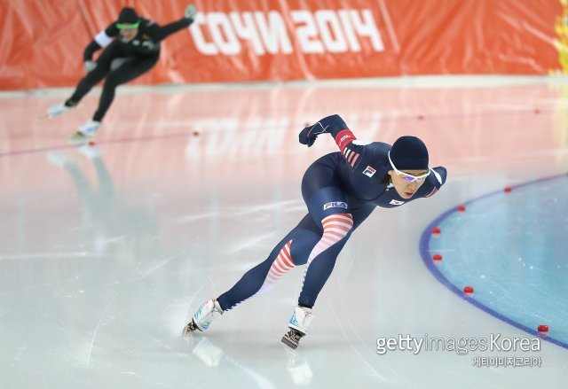 인코스에서 주행중인 이상화. 사진=게티이미지코리아