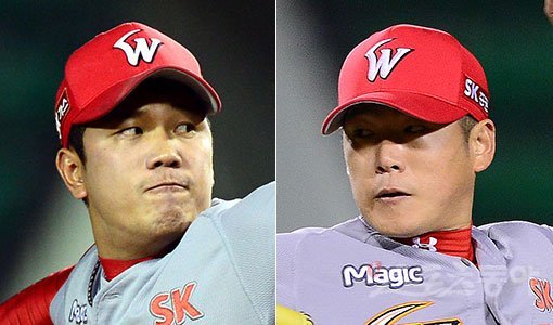 SK 서진용-박희수(오른쪽). 스포츠동아DB