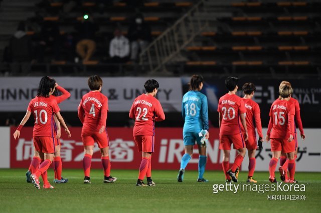 지난 ‘2017 동아시아축구연맹(EAFF) E-1 챔피언십’에서의 한국 여자축구대표팀. 사진=게티이미지코리아