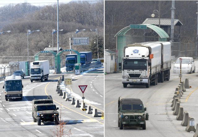 도라산 남북 출입국 사무소에서 입경 차량을 호송하는 군용 소형전술차량 왼쪽이 신형 KM1 오른쪽은 군용 레토나 K-131. 사진공동취재단