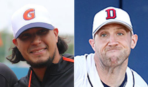 롯데 듀브론트-두산 린드블럼(오른쪽). 사진제공｜롯데 자이언츠·두산 베어스