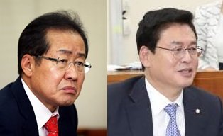 (왼쪽부터) 홍준표 자유한국당 대표, 정우택 자유한국당 의원