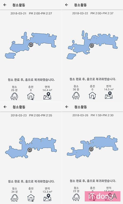 청소 기록을 보면 거의 균일한 공간을 청소했음을 알 수 있다(출처=IT동아)