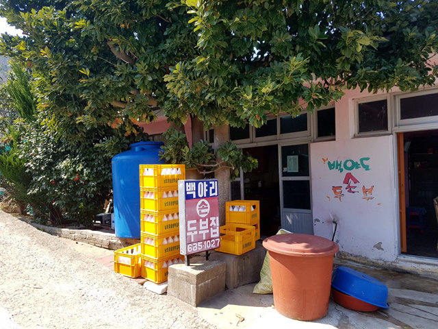 전남 화정면 백야도 선착장 인근 백야리 손두부는 깨끗한 바닷물로 콩을 푹 삶아 만드는 것이 독특하다. 이형주 기자 peneye09@donga.com