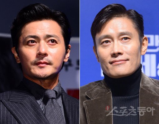 배우 장동건(왼쪽)-이병헌. 스포츠동아DB