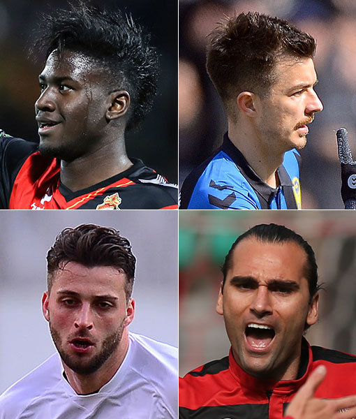 경남 말컹-인천 무고사-포항 레오가말류-강원 제리치(왼쪽 상단부터 시계방향으로). 사진｜스포츠동아DB·한국프로축구연맹