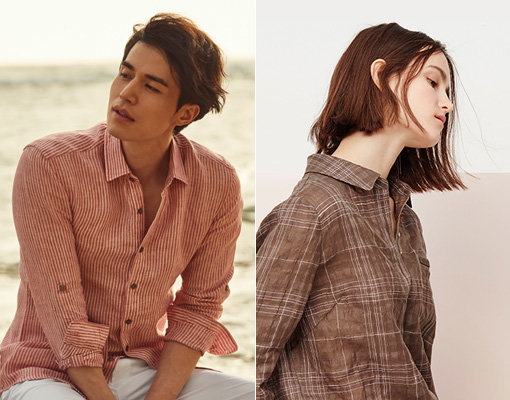 브루노바피의 ‘지중해 린넨 셔츠’(왼쪽)와 데일리스트의 ‘린넨 코튼 혼방의 체크 셔츠’. 사진제공｜세정