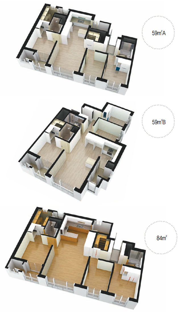 ‘군자 서희스타힐스’는 전면에 3개의 방과 거실을 배치한 설계로 일조량과 공기 순환을 극대화했다.
