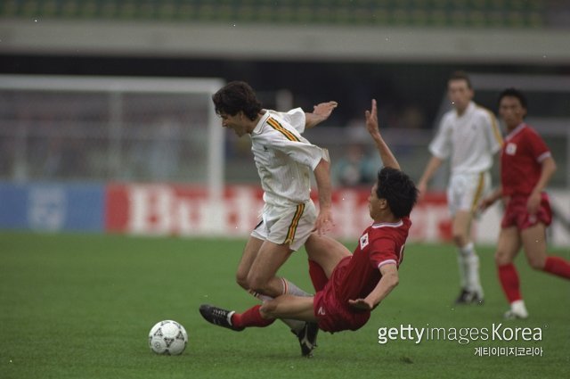 1990년 이탈리아 월드컵 벨기에전 경기 모습. 사진=게티이미지코리아