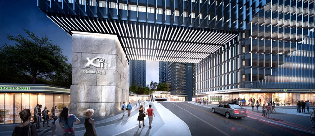 센트로얄자이 5층 높이의 ‘메가게이트’.