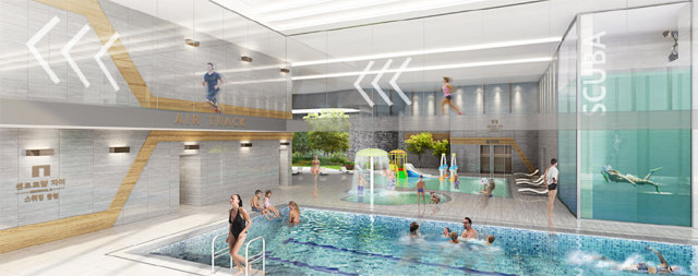 온천형 수영장과 불가마, 찜질방, 스킨스쿠버 연습도 가능한 수영센터.