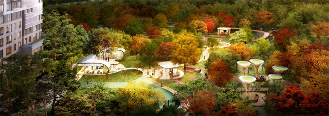 센트로얄자이 단지 내 산책로.