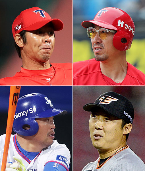 KIA 임창용-정성훈-한화 배영수-삼성 박한이(왼쪽 상단부터 시계방향으로). 사진｜스포츠동아DB·스포츠코리아