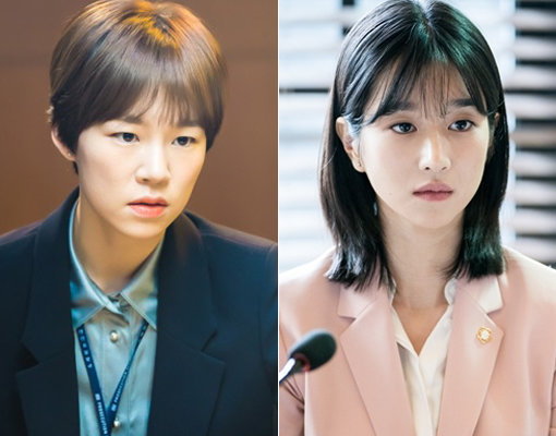 SBS 드라마 ‘스위치 - 세상을 바꿔라’의 한예리(왼쪽)-tvN 드라마 ‘무법 변호사’의 서예지. 사진제공｜씨제스 프로덕션·tvN