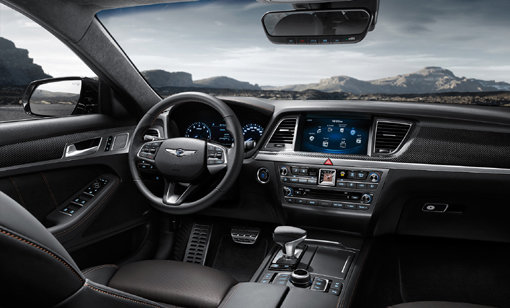 제네시스 G80 스포츠 내부 인테리어.