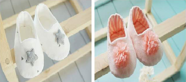 삼성카드 ‘베이비스토리’가 미혼모들을 돕기 위해 만든 아기 신발들. 삼성카드 제공