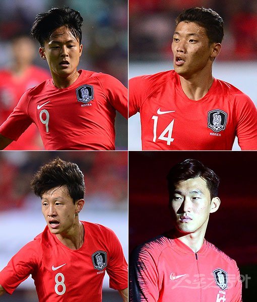 대한민국 축구대표팀 이승우-황희찬-장현수-이재성(좌측상단부터 시계방향으로). 스포츠동아DB