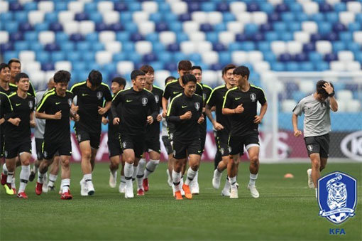 막판 훈련중인 대한민국 축구대표팀. 사진제공｜대한축구협회