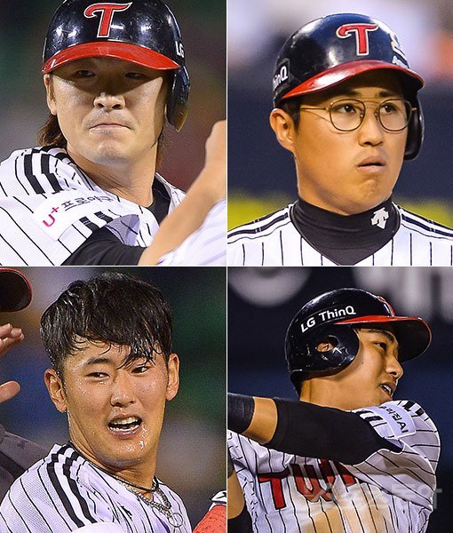 LG 이형종-채은성-이천웅-정주현(왼쪽 상단부터 시계 방향으로). 스포츠동아DB