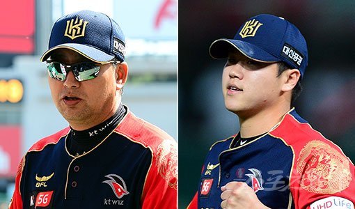 KT 김진욱 감독-심재민(오른쪽). 스포츠동아DB