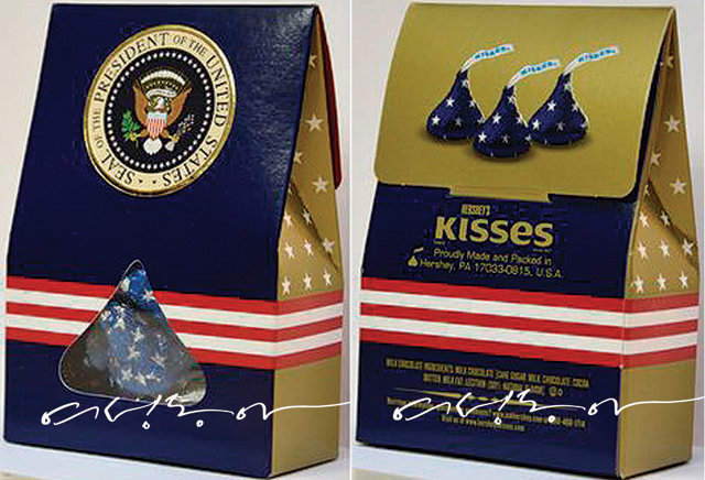트럼프 대통령은 카펠라 호텔 직원들에게 키세스 초콜릿을 선물했다. 사진은 백악관에서 선물용으로 만든 키세스 초콜릿.