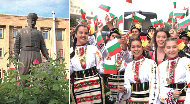 터키의 문익점 이스마일 에펜디의 동상과 으스파르타의 장미축제 개막 퍼레이드에 참가한 불가리아 축하사절단.