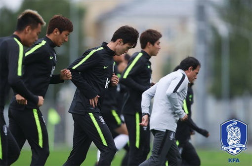 훈련중인 대한민국 축구대표팀. 사진제공｜대한축구협회