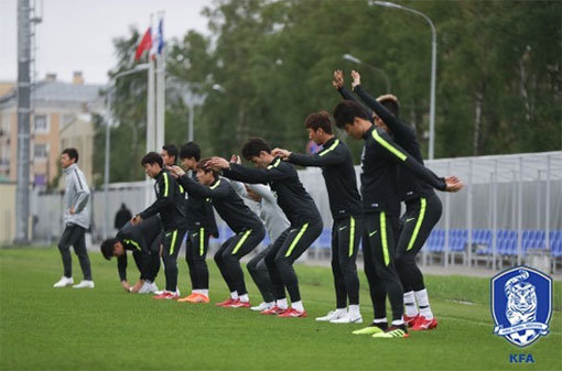 훈련중인 대한민국 축구대표팀. 사진제공｜대한축구협회