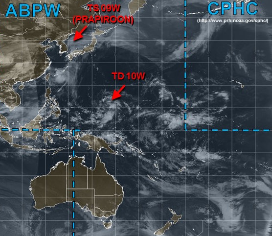 13호 열대성저압부,  ‘8호 태풍 마리아’로 발달할까?  성장 과정 살펴보니…/미 태풍합동경보센터 제공.